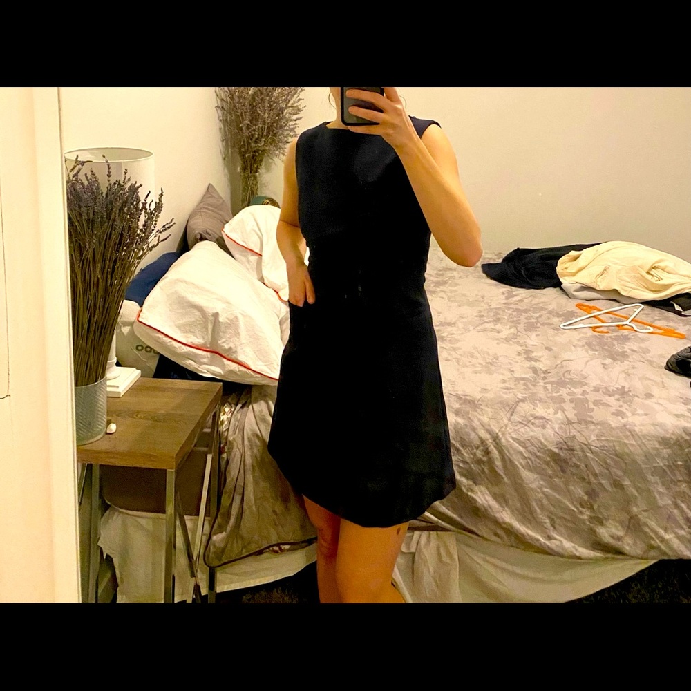 Navy Blue Dress with slit pockets